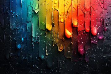 Abstract image of melting rainbow colors with water droplets, representing the transient beauty of colors in motion.
