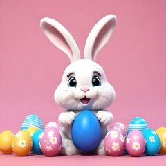 Obraz premium Easter bunny with easter eggs