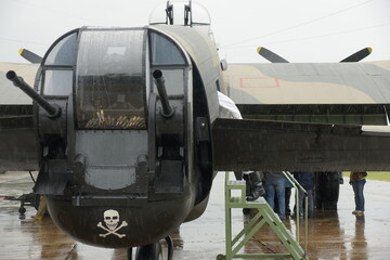 Lancaster bomber on British world war two bomber command airfield Lincolnshire 
