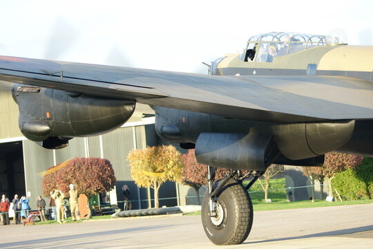 Lancaster bomber on British world war two bomber command airfield Lincolnshire 