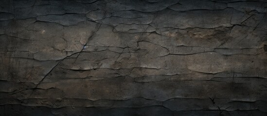 A detailed closeup of a cracked stone wall, revealing a beautiful pattern of earth tones resembling bedrock in the darkness of the landscape - obrazy, fototapety, plakaty