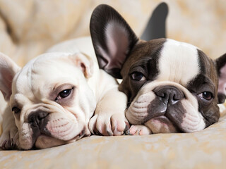 Cute two french bulldog sleeping - generated by ai