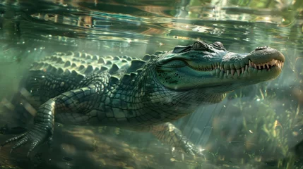 Foto op Canvas Crocodiles, also known as gharial crocodiles or fish-eating crocodiles. It is a crocodile in the family Gavialidae and is one of the oldest living crocodiles. © Suparak