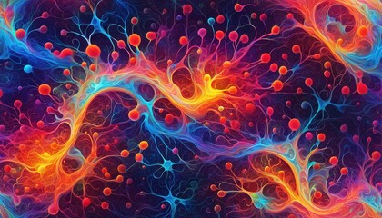 Psychedelic abstract background with surreal fractal patterns, perfect for desktop wallpapers. Neurons, fractals concept. Colorful.