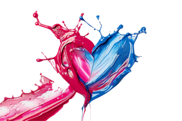 Red liquid artfully splashes in shades of crimson, like wine or paint in dynamic motion