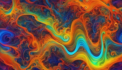 Psychedelic abstract background with surreal fractal patterns, perfect for desktop wallpapers. Neurons, fractals concept. Colorful.