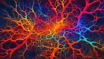 Psychedelic abstract background with surreal fractal patterns, perfect for desktop wallpapers. Neurons, fractals concept. Colorful.