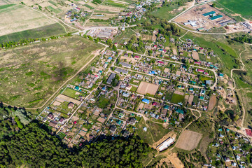 View from a high altitude of the village of Mitinka, Maloyaroslavetsky district, Kaluga region,...