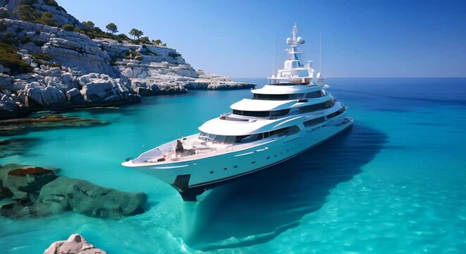Luxury yacht cruising in crystal clear waters
