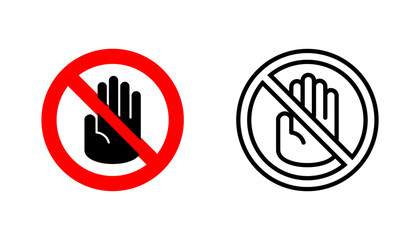 Stop icon set. stop road sign. hand stop icon vector