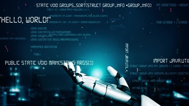 XAI Futuristic robot artificial intelligence revolutionary AI technology development and machine learning concept. Global robotic bionic science research for future of human life. 3D rendering graphic