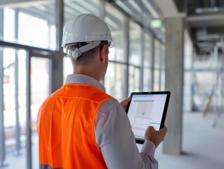 construction worker, orange vest, and white hard hat