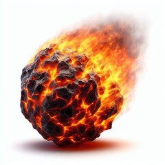 Brilliant massive asteroids comet flaming meteorites isolated on a white background