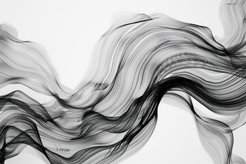 abstract art, black line arrangement, pure white background, computational fluid dynamics - obrazy, fototapety, plakaty