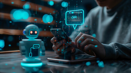 using chatbot in smartphone intelligence AI. Chat GPT Chat with AI Artificial Intelligence