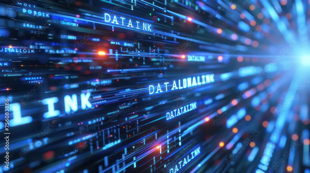 Poster tunnel of data in digital transformation is expressed in codes and numbers
