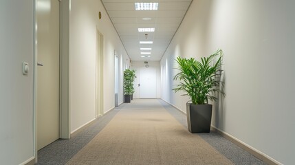 corridor in hallway in corporate office interior