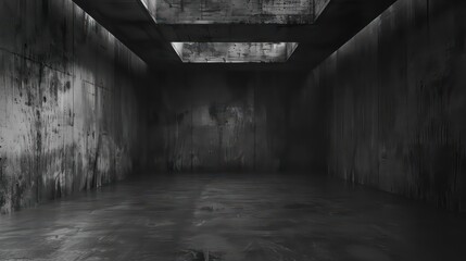 Fototapeta na wymiar empty room solid walls and ceiling, dark, cement walls 