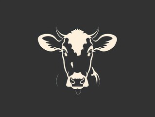  cow icon logo, minimal, flat, black and white
