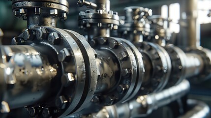 industrial valves and pipelines in a factory