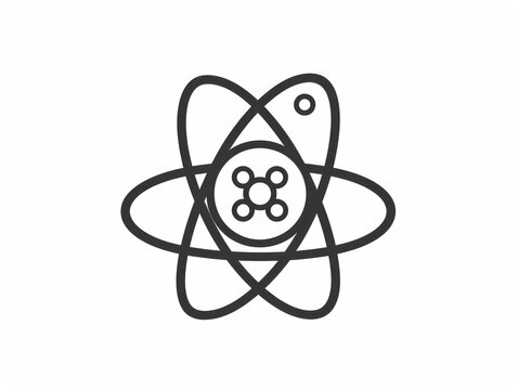 recommend clip art: Line art illustration of the atom symbol, representing physics