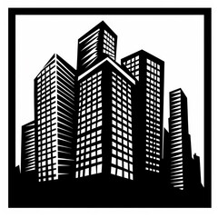 Obraz premium buildings logo, black and white, geometric square