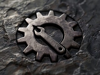mechanic gear and spanner tool logo llustration