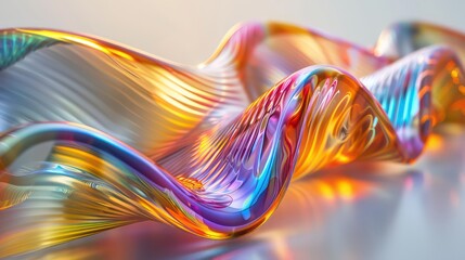 glass organic forms, glass object, rainbow colored border