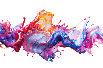 A burst of colorful paint splatters across