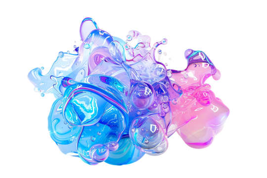 Sure, here is a description for the image: A splash of blue water frozen in motion on a clean white background