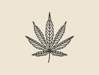 cannabis logo, marijuana leaf line logo icon, black and white 
