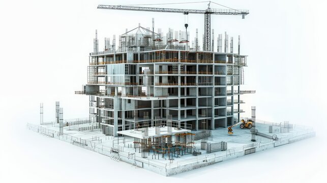 building under construction on a plant, white background
