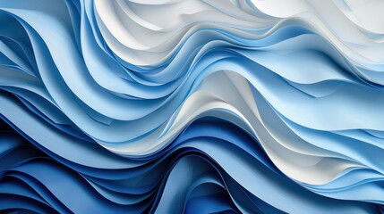 Organic twisting pattern, layered paper, blue and light white, shades and contrast background