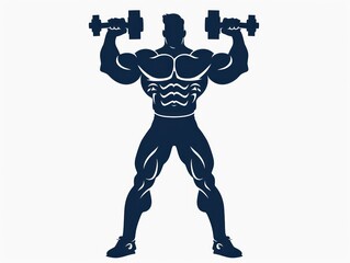 muscular man in a bodybuilding pose on white background
