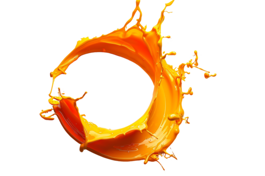 Isolated orange splash with a vibrant color,