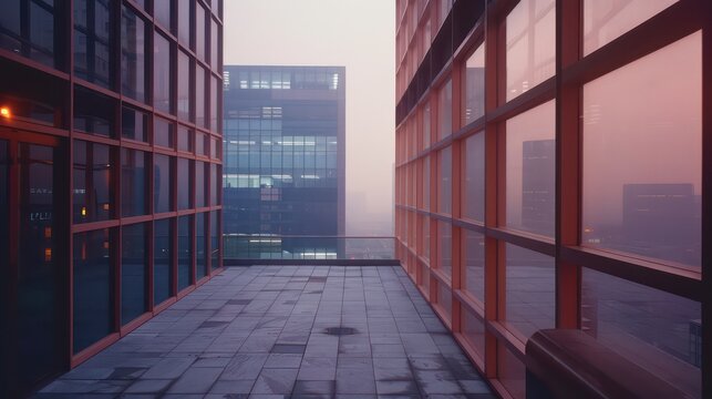  building, geometric terracotta and glass, grid-like facade, modern-traditional