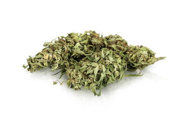 Cannabis inflorescence buds with shadow isolated