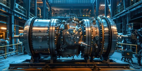 Fototapeta na wymiar chrome industrial gas machine with gears 