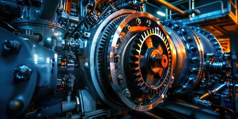 Fototapeta premium chrome industrial gas machine with gears 