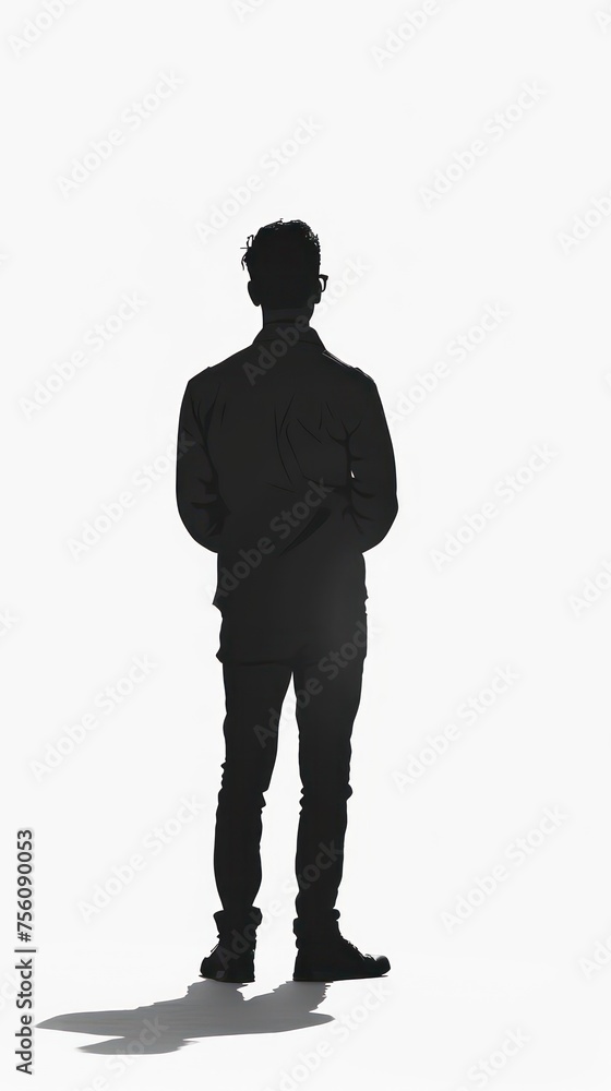 Wall mural man full body, black & white, white background