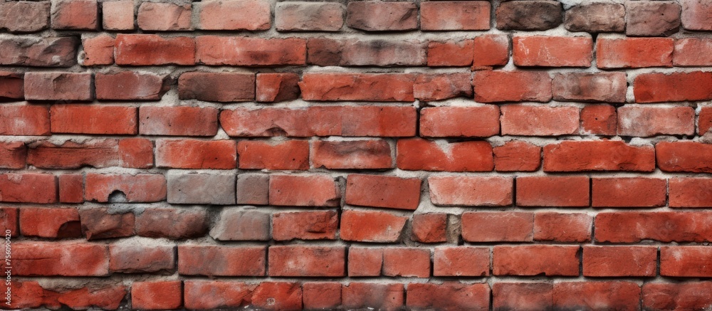 Poster a detailed close up of a red brick wall showcasing the intricate pattern of the rectangular bricks. 
