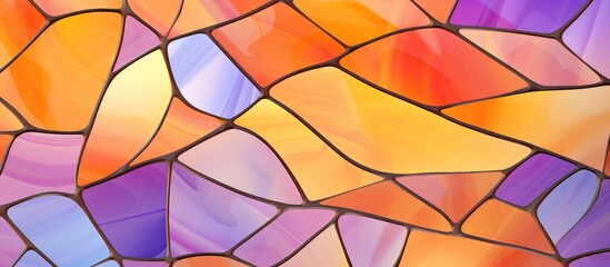 Abstract Stained Glass Pattern in Orange and Light Violet