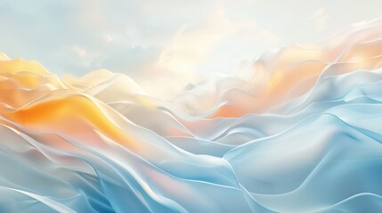 sky blue abstract background with wave motion, dreamy landscapes, chromatic sculptural