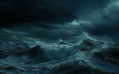 Large Waves in Storm - obrazy, fototapety, plakaty