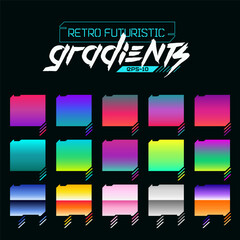 Cyberpunk color palette, futuristic combinations of colors and shades. Aesthetic Retro 80s and 90s color palette schemes.