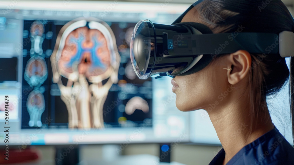 Poster a medical technician is using ar to train on a simulation of a complex medical device learning how t