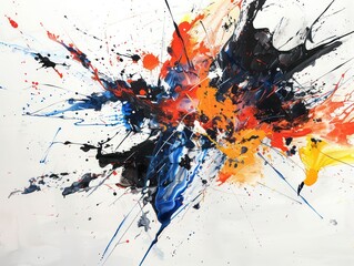 abstract ink splashing painting, canvas boldly covered in free flowing ink