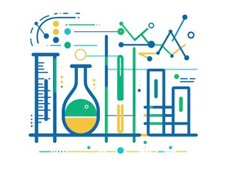 science labs Logo design illustration, simple lines and icons