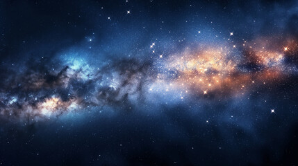 Space scene with stars in the galaxy. Panorama. Universe filled with stars, nebula and galaxy. - obrazy, fototapety, plakaty
