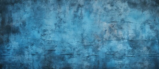 Fototapeta premium A close up of an electric blue background with a grunge texture resembling a natural landscape painting. The pattern resembles wood, rocks, freezing forest, and darkness